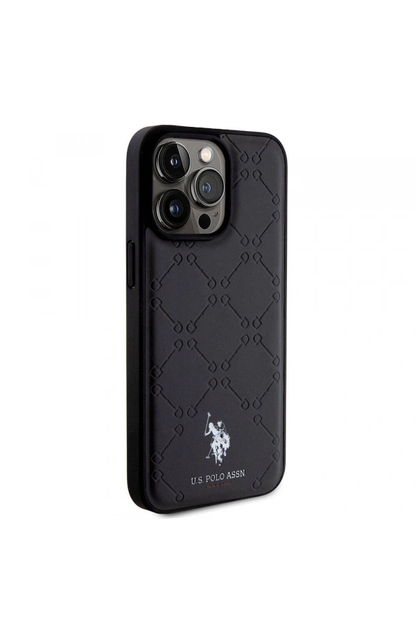 Apple iPhone 15 Pro Max Kılıf U.S. Polo Assn. Orjinal Lisanslı HS Desenli Baskı Logolu Suni Deri Kapak