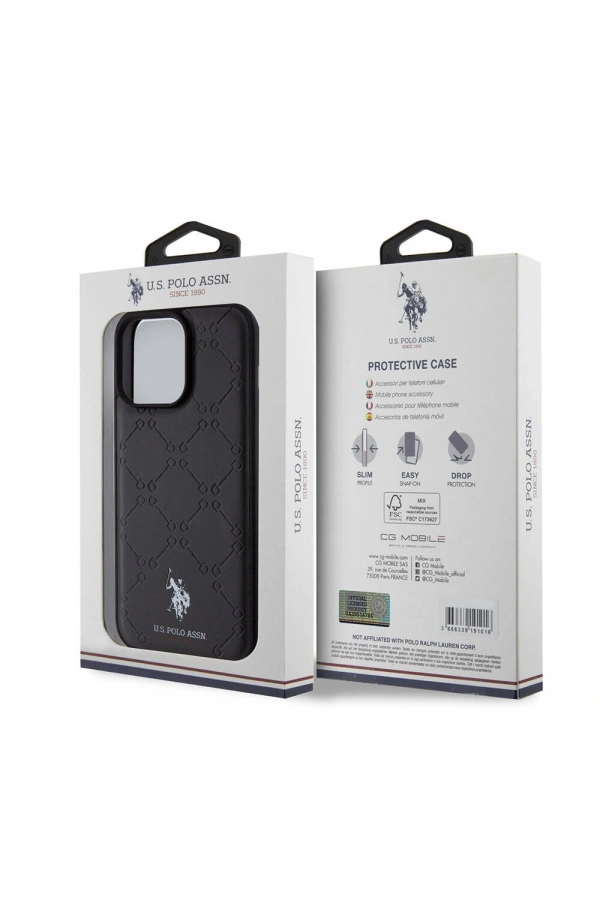 Apple iPhone 15 Pro Max Kılıf U.S. Polo Assn. Orjinal Lisanslı HS Desenli Baskı Logolu Suni Deri Kapak