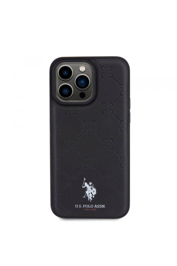 Apple iPhone 15 Pro Max Kılıf U.S. Polo Assn. Orjinal Lisanslı HS Desenli Baskı Logolu Suni Deri Kapak