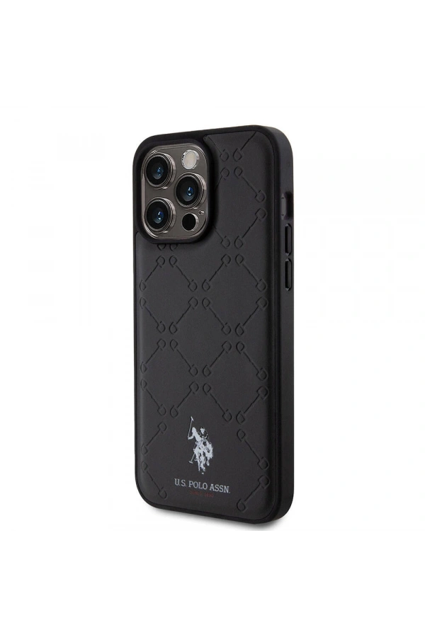 Apple iPhone 15 Pro Max Kılıf U.S. Polo Assn. Orjinal Lisanslı HS Desenli Baskı Logolu Suni Deri Kapak