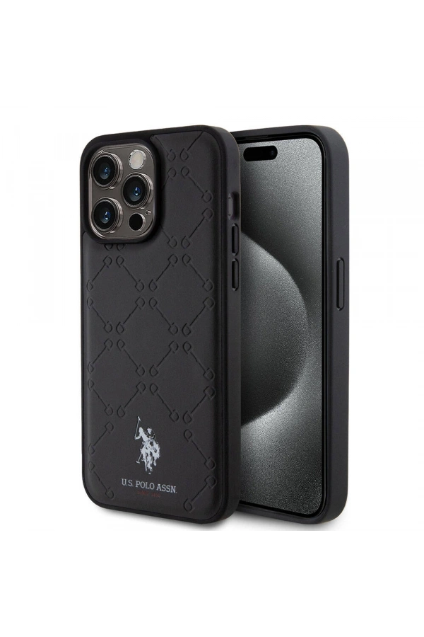Apple iPhone 15 Pro Max Kılıf U.S. Polo Assn. Orjinal Lisanslı HS Desenli Baskı Logolu Suni Deri Kapak