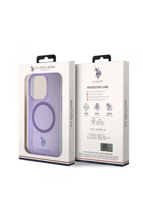 Apple iPhone 15 Pro Max Kılıf U.S. Polo Assn. Orjinal Lisanslı M-safe Şarj Özellikli Transparan Tasarım Kapak