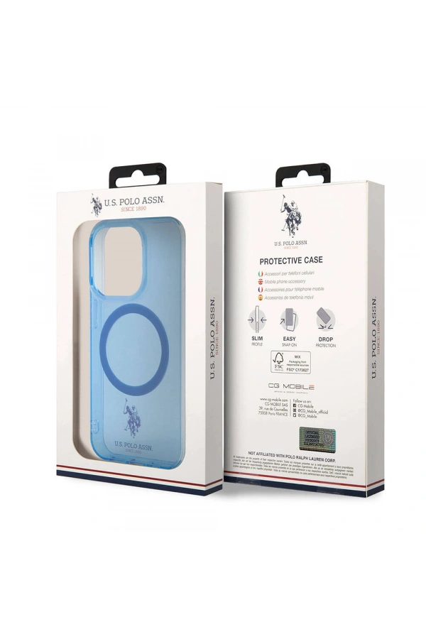 Apple iPhone 15 Pro Max Kılıf U.S. Polo Assn. Orjinal Lisanslı M-safe Şarj Özellikli Transparan Tasarım Kapak