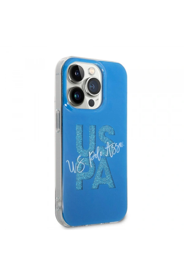 Apple iPhone 15 Pro Max Kılıf U.S. Polo Assn. Orjinal Lisanslı Simli Parlak Alfabe Tasarım Kapak