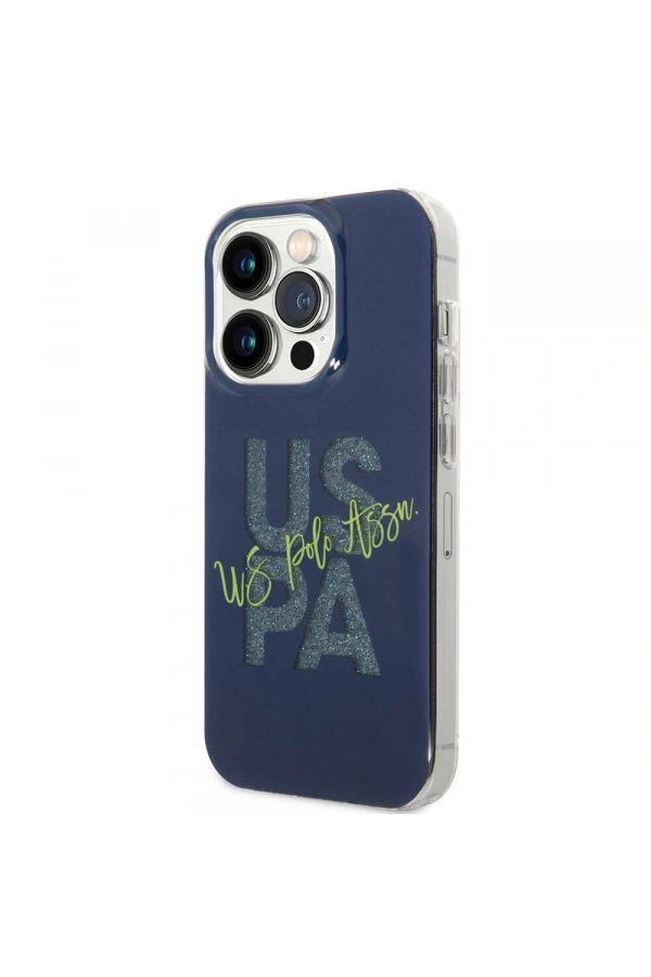 Apple iPhone 15 Pro Max Kılıf U.S. Polo Assn. Orjinal Lisanslı Simli Parlak Alfabe Tasarım Kapak