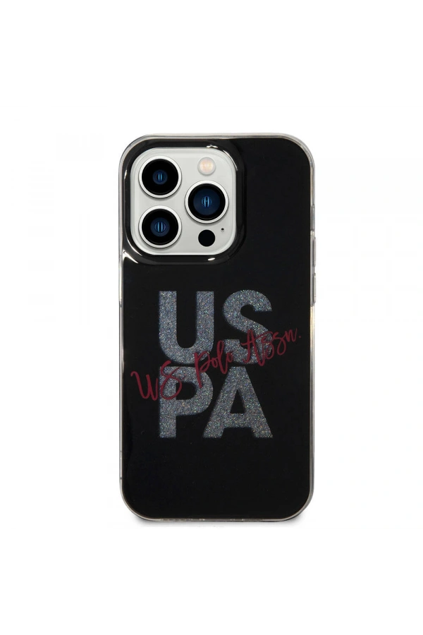 Apple iPhone 15 Pro Max Kılıf U.S. Polo Assn. Orjinal Lisanslı Simli Parlak Alfabe Tasarım Kapak
