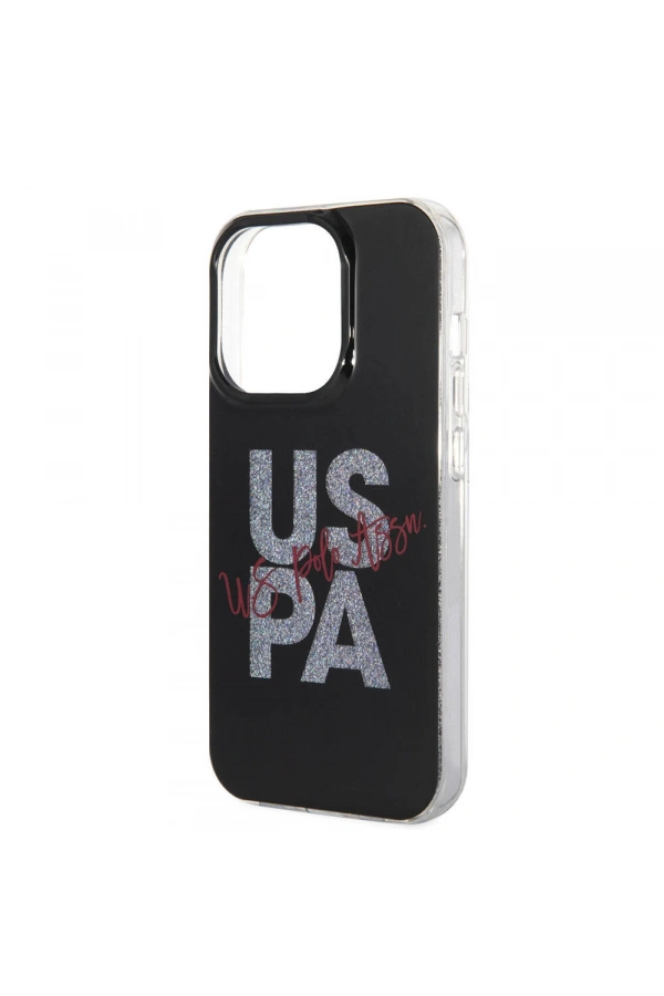 Apple iPhone 15 Pro Max Kılıf U.S. Polo Assn. Orjinal Lisanslı Simli Parlak Alfabe Tasarım Kapak