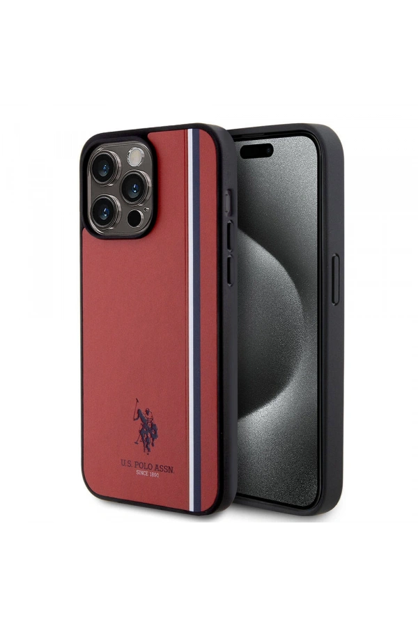 Apple iPhone 15 Pro Max Kılıf U.S. Polo Assn. Orjinal Lisanslı Üç Renk Şerit Tasarımlı Baskı Logolu Kapak
