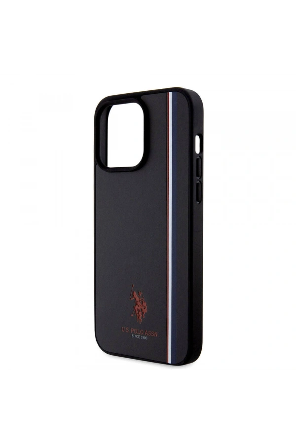 Apple iPhone 15 Pro Max Kılıf U.S. Polo Assn. Orjinal Lisanslı Üç Renk Şerit Tasarımlı Baskı Logolu Kapak