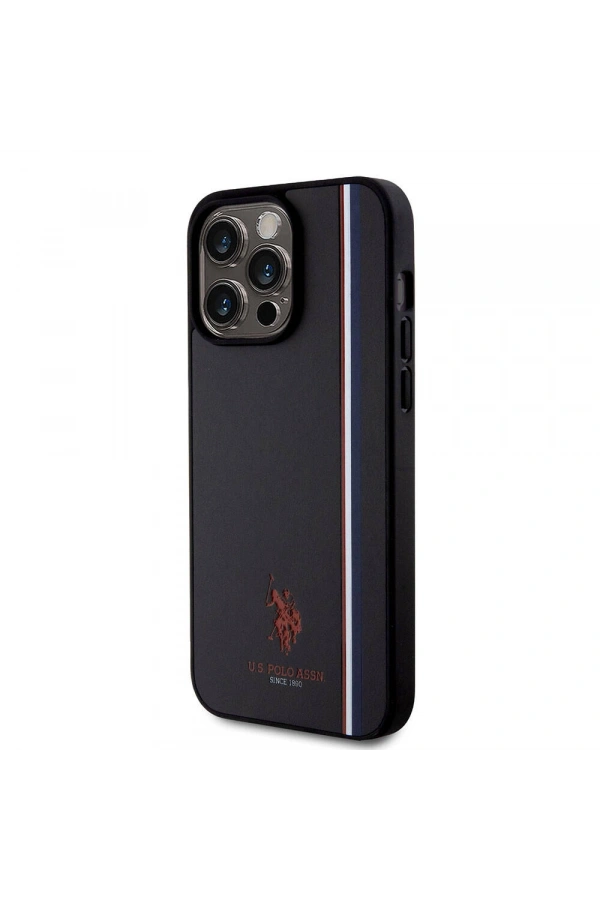 Apple iPhone 15 Pro Max Kılıf U.S. Polo Assn. Orjinal Lisanslı Üç Renk Şerit Tasarımlı Baskı Logolu Kapak
