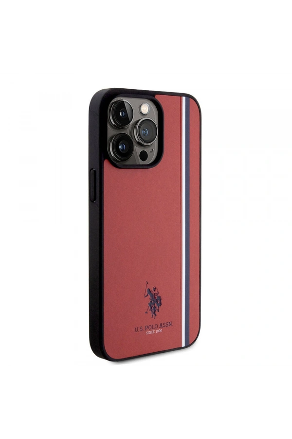 Apple iPhone 15 Pro Max Kılıf U.S. Polo Assn. Orjinal Lisanslı Üç Renk Şerit Tasarımlı Baskı Logolu Kapak