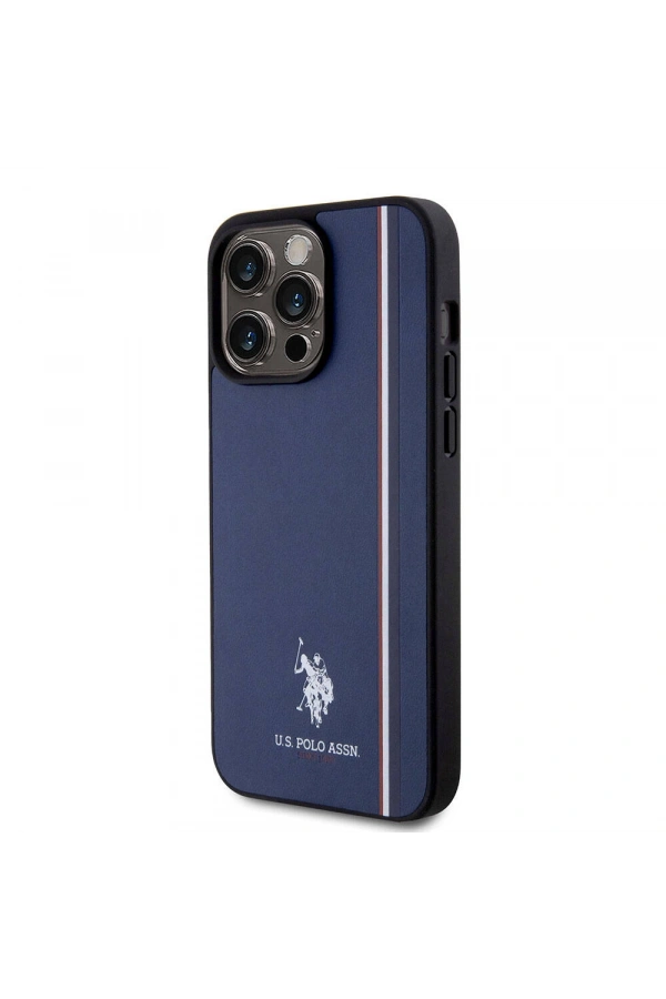 Apple iPhone 15 Pro Max Kılıf U.S. Polo Assn. Orjinal Lisanslı Üç Renk Şerit Tasarımlı Baskı Logolu Kapak
