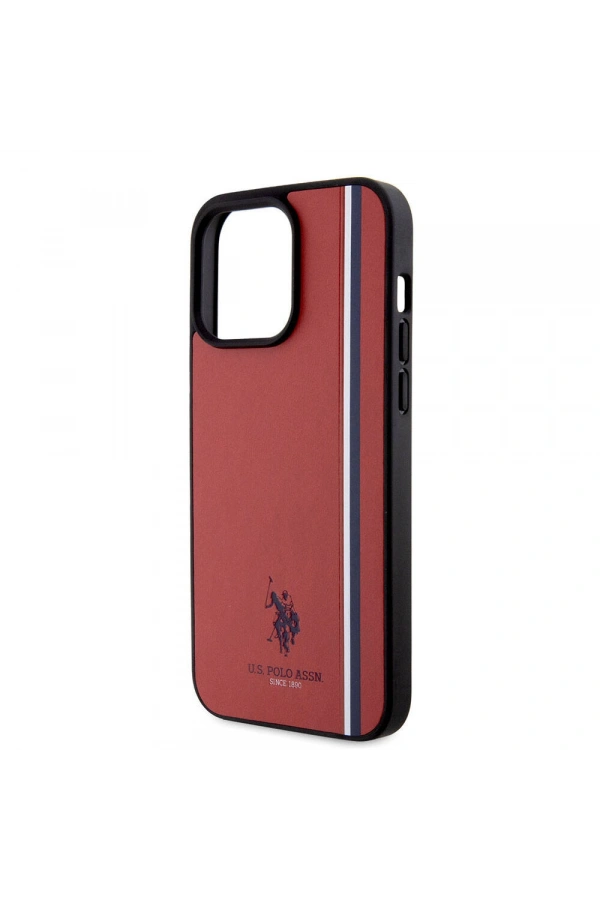 Apple iPhone 15 Pro Max Kılıf U.S. Polo Assn. Orjinal Lisanslı Üç Renk Şerit Tasarımlı Baskı Logolu Kapak