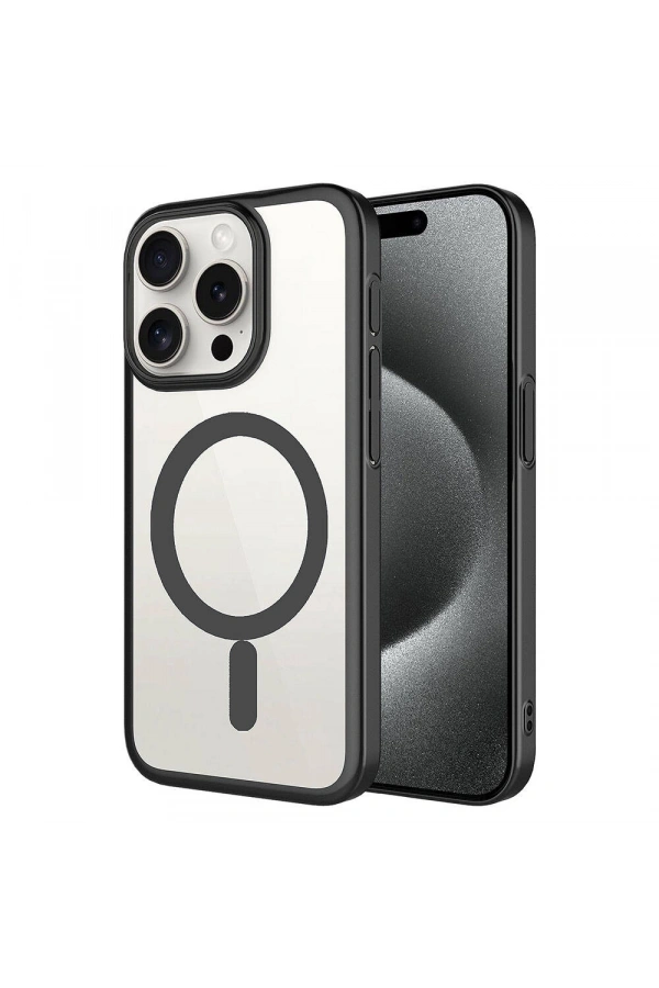 Apple iPhone 15 Pro Max Kılıf Wireless Şarj Özellikli Sert PC Zore Mat Riksos M-safe Kapak