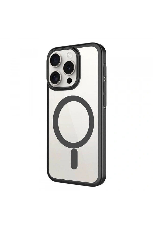 Apple iPhone 15 Pro Max Kılıf Wireless Şarj Özellikli Sert PC Zore Mat Riksos M-safe Kapak