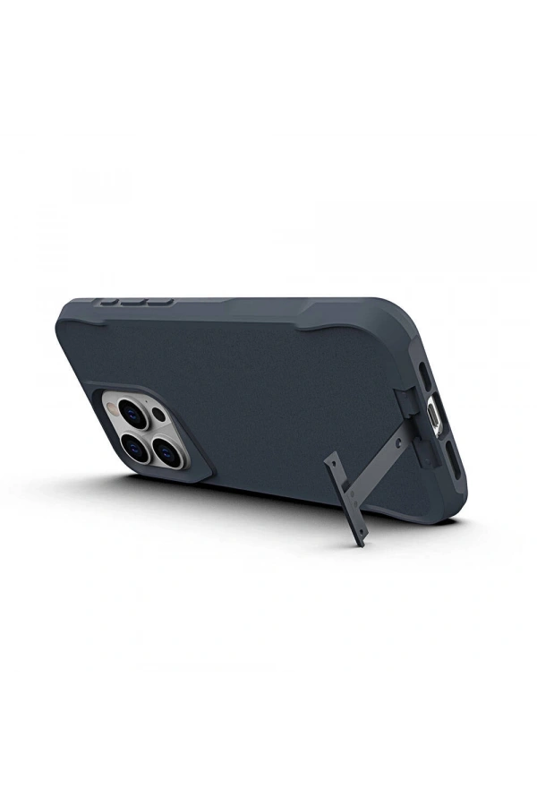 Apple iPhone 15 Pro Max Kılıf Zore Airbag Kenarlı T-Max Mat Standlı Kapak