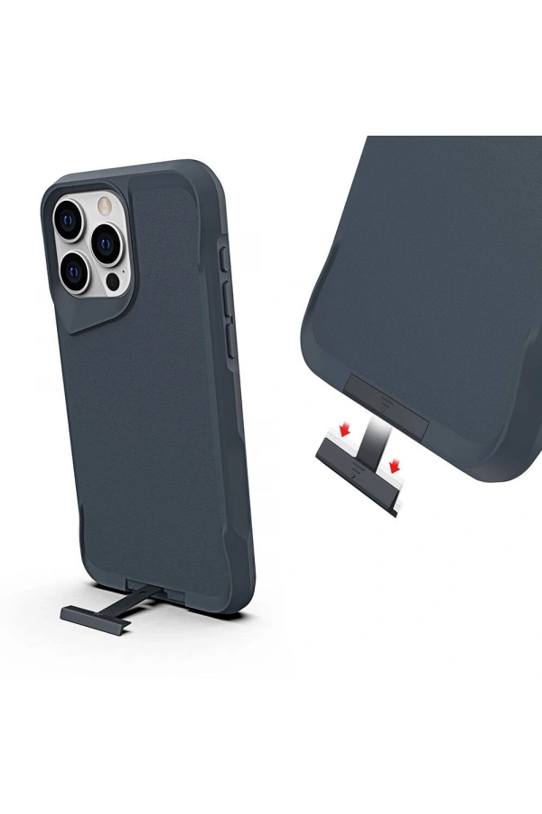 Apple iPhone 15 Pro Max Kılıf Zore Airbag Kenarlı T-Max Mat Standlı Kapak