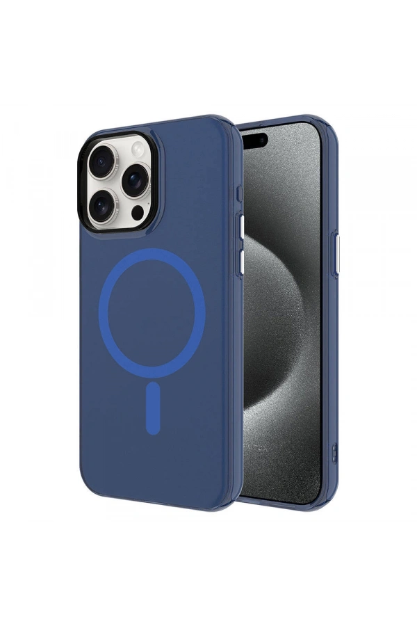 Apple iPhone 15 Pro Max Kılıf Zore M-safe Şarj Özellikli Buzlu Transparan C-Pro Sert Kapak