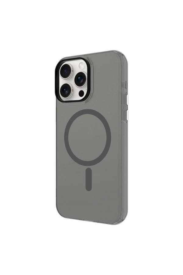 Apple iPhone 15 Pro Max Kılıf Zore M-safe Şarj Özellikli Buzlu Transparan C-Pro Sert Kapak