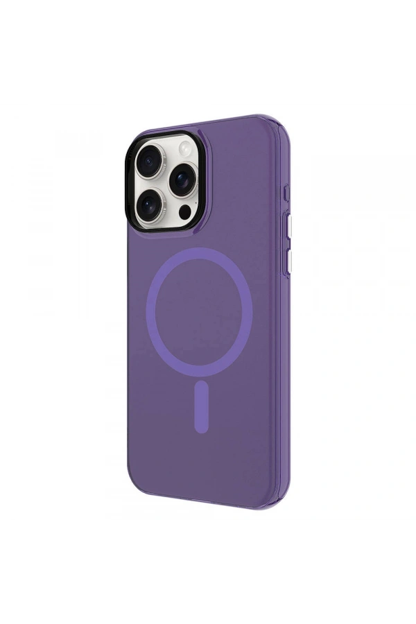 Apple iPhone 15 Pro Max Kılıf Zore M-safe Şarj Özellikli Buzlu Transparan C-Pro Sert Kapak