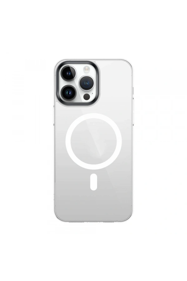 Apple iPhone 15 Pro Max Kılıf Zore Wireless Şarj Özellikli Şeffaf G-Glass Kapak