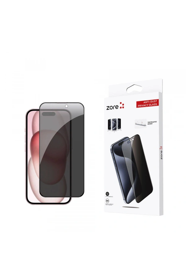 Apple iPhone 15 Zore Anti-Dust Privacy Temperli Ekran Koruyucu