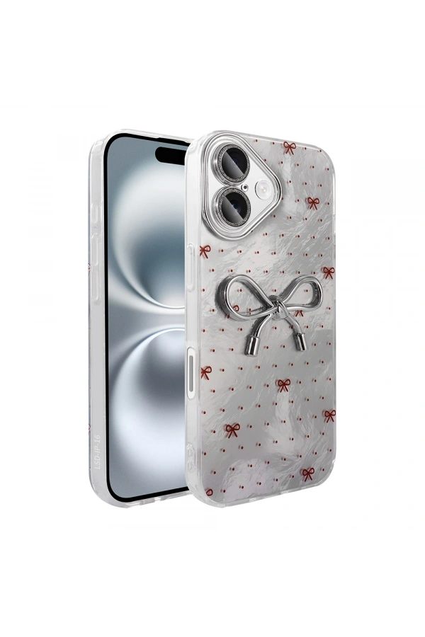 Apple iPhone 16 Kılıf Kamera Korumalı Figürlü Zore Ponti Silikon Kapak