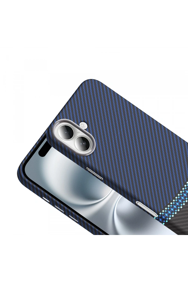 Apple iPhone 16 Kılıf M-safe Şarj Özellikli Karbon Fiber Görünümlü Zore Gros Kapak