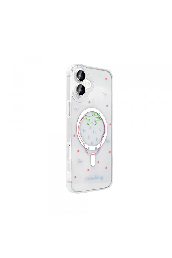 Apple iPhone 16 Kılıf M-Safe Şarj Özellikli Şeffaf Zore Folk Sert Kapak