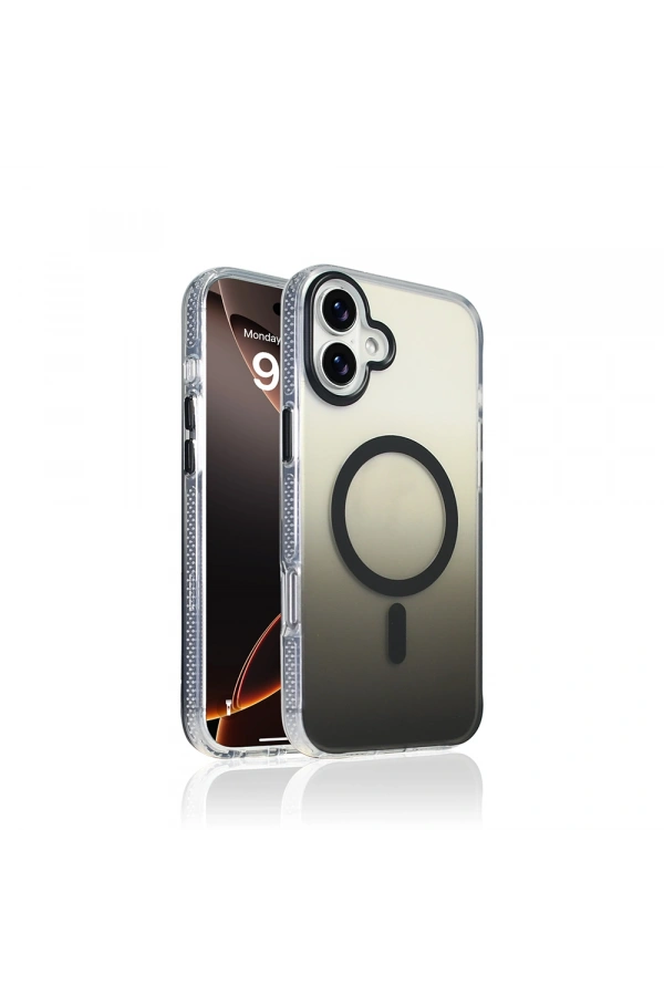Apple iPhone 16 Kılıf M-safe Şarj Özellikli Transparan Renk Geçişli Zore Toros Kapak