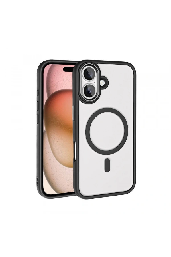 Apple iPhone 16 Kılıf Wireless Şarj Özellikli Zore Krom M-safe Silikon Kapak