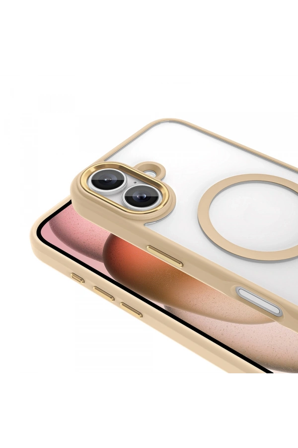 Apple iPhone 16 Kılıf Wireless Şarj Özellikli Zore Krom M-safe Silikon Kapak