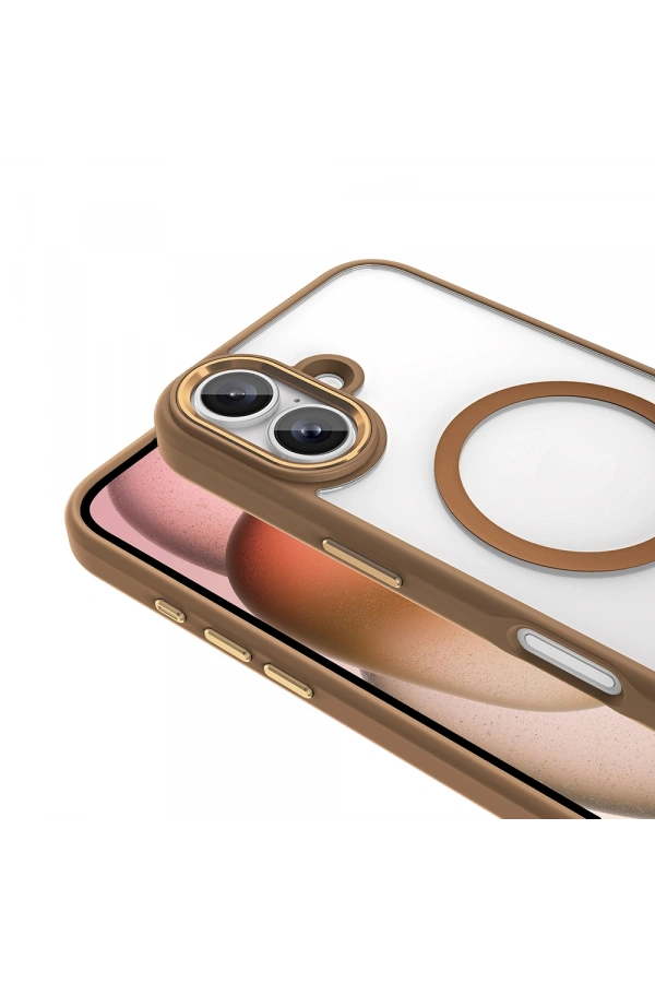 Apple iPhone 16 Kılıf Wireless Şarj Özellikli Zore Krom M-safe Silikon Kapak