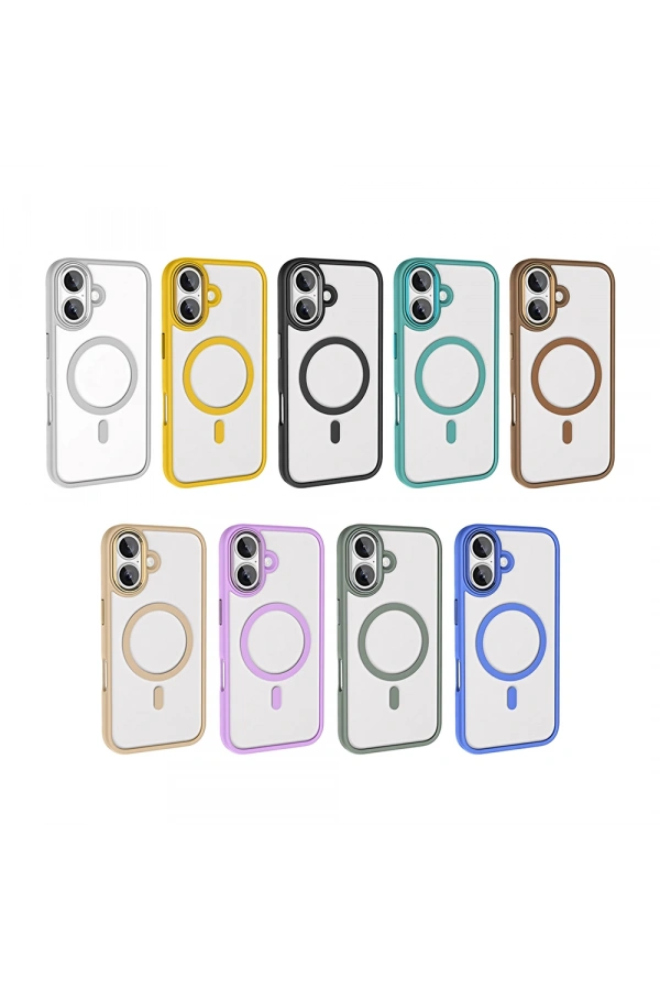 Apple iPhone 16 Kılıf Wireless Şarj Özellikli Zore Krom M-safe Silikon Kapak