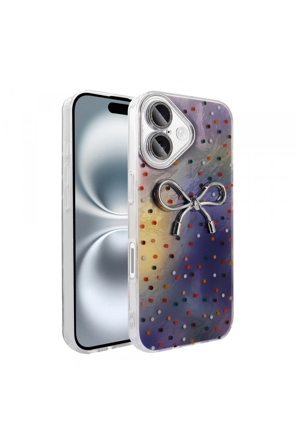 Apple iPhone 16 Plus Kılıf Kamera Korumalı Figürlü Zore Ponti Silikon Kapak