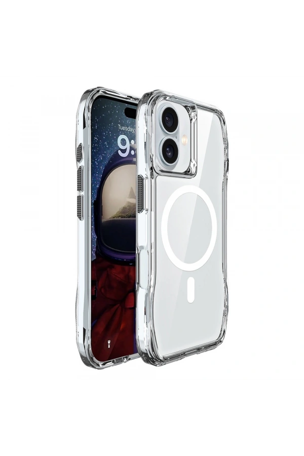 Apple iPhone 16 Plus Kılıf M-safe Şarj Özellikli Airbagli Şeffaf Zore İncek Kapak