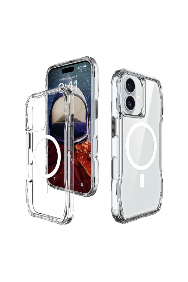 Apple iPhone 16 Plus Kılıf M-safe Şarj Özellikli Airbagli Şeffaf Zore İncek Kapak