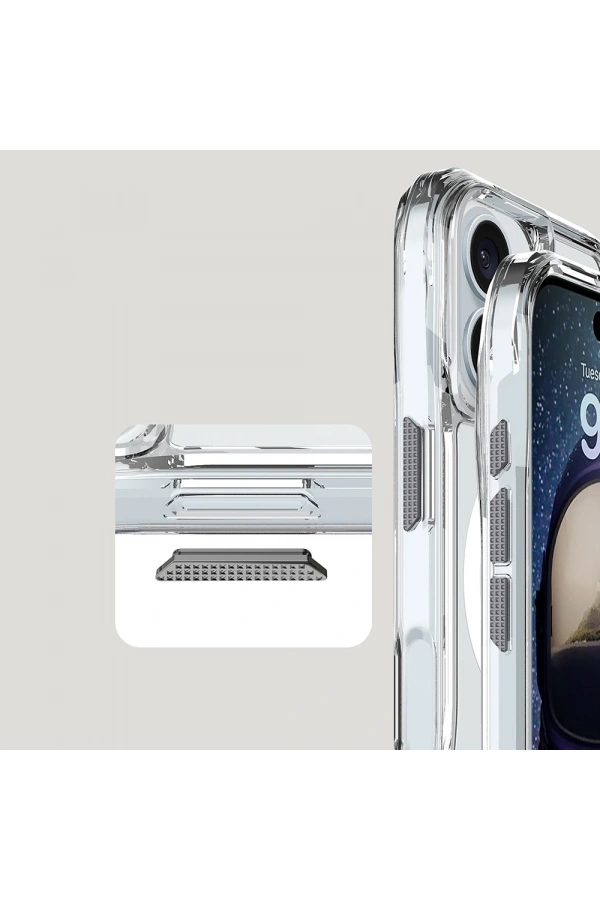 Apple iPhone 16 Plus Kılıf M-safe Şarj Özellikli Airbagli Şeffaf Zore İncek Kapak