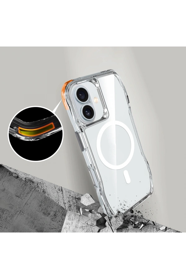 Apple iPhone 16 Plus Kılıf M-safe Şarj Özellikli Airbagli Şeffaf Zore İncek Kapak