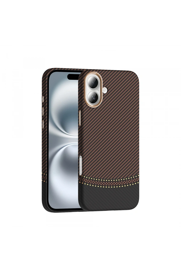 Apple iPhone 16 Plus Kılıf M-safe Şarj Özellikli Karbon Fiber Görünümlü Zore Gros Kapak