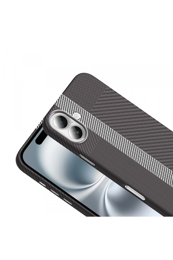 Apple iPhone 16 Plus Kılıf M-safe Şarj Özellikli Karbon Fiber Görünümlü Zore Gros Kapak