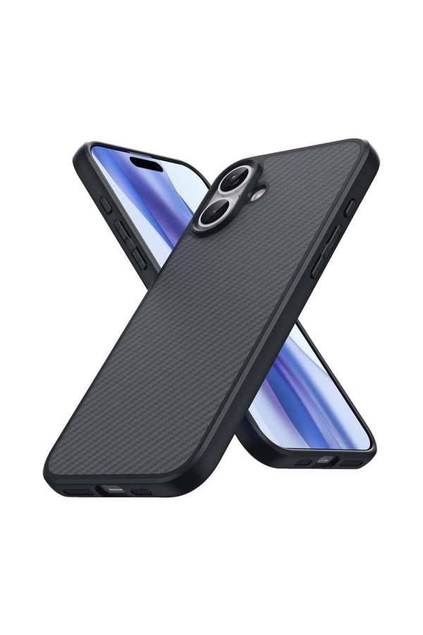 Apple iPhone 16 Plus Kılıf M-safe Şarj Özellikli Karbon Fiber Tasarımlı Zore Elnino Kapak