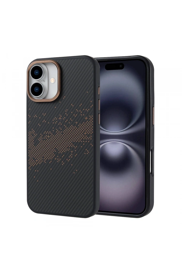 Apple iPhone 16 Plus Kılıf M-safe Şarj Özellikli Karbon Fiber Tasarımlı Zore Vave Kapak