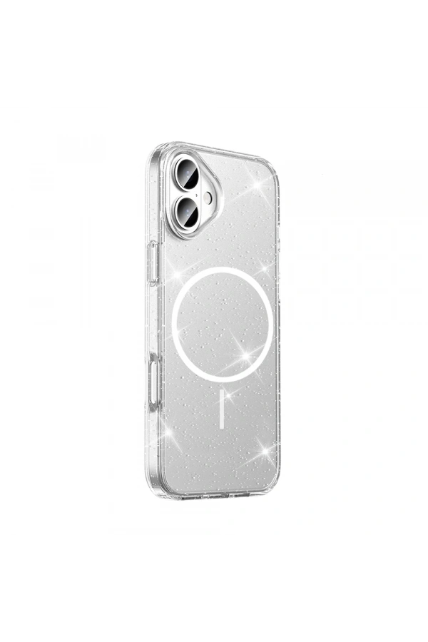 ​Apple iPhone 16 Plus Kılıf M-safe Şarj Özellikli Parlayan Simli Saydam Renkli Zore Maris Kapak
