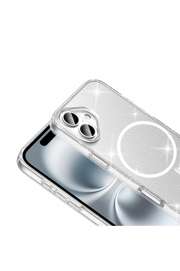 ​Apple iPhone 16 Plus Kılıf M-safe Şarj Özellikli Parlayan Simli Saydam Renkli Zore Maris Kapak