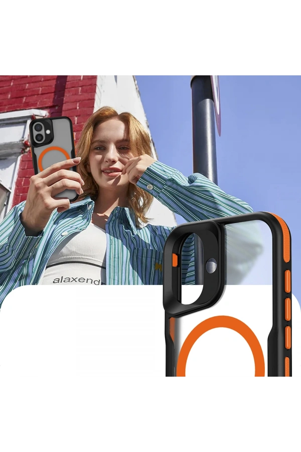 Apple iPhone 16 Plus Kılıf M-safe Şarj Özellikli Renkli Kenar Airbag Şeritli Zore Lamer Kapak