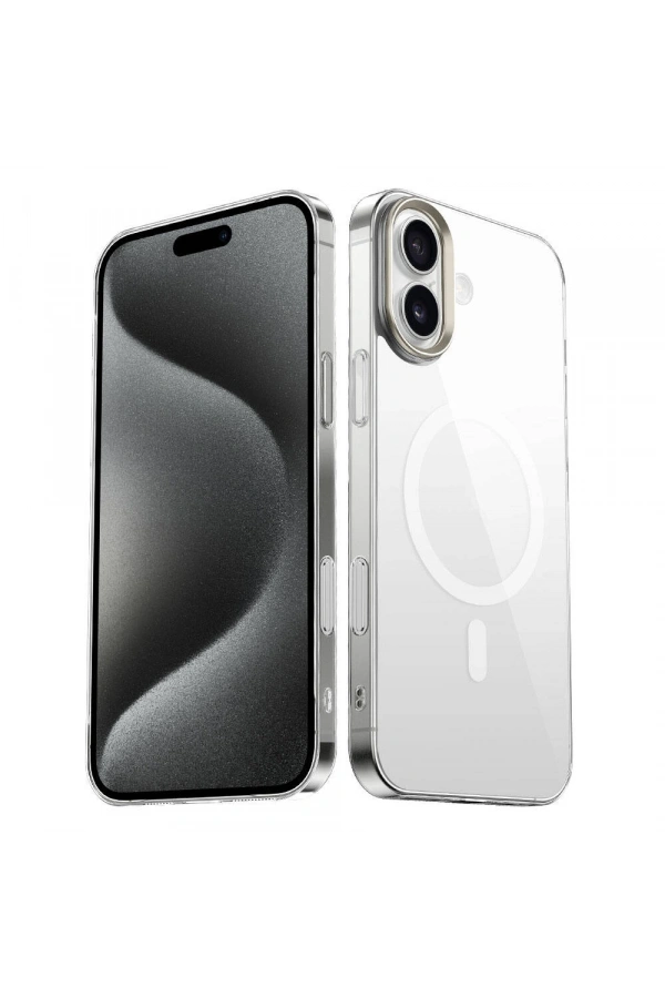 Apple iPhone 16 Plus Kılıf M-safe Şarj Özellikli Şeffaf Cam Arka Yüzey Zore G-Glass Kapak