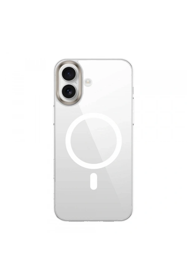 Apple iPhone 16 Plus Kılıf M-safe Şarj Özellikli Şeffaf Cam Arka Yüzey Zore G-Glass Kapak