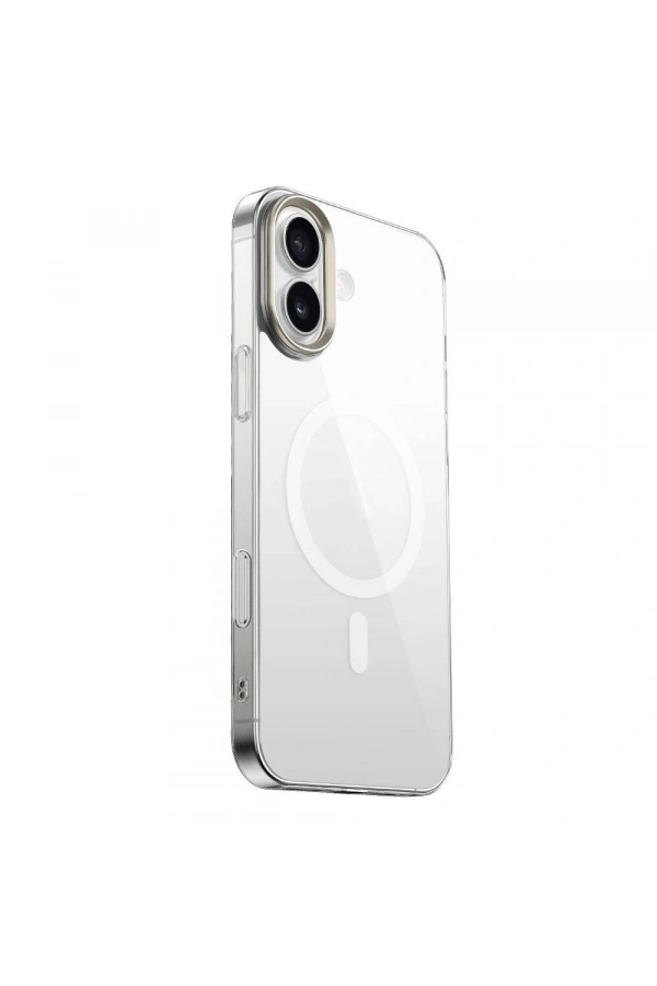 Apple iPhone 16 Plus Kılıf M-safe Şarj Özellikli Şeffaf Cam Arka Yüzey Zore G-Glass Kapak
