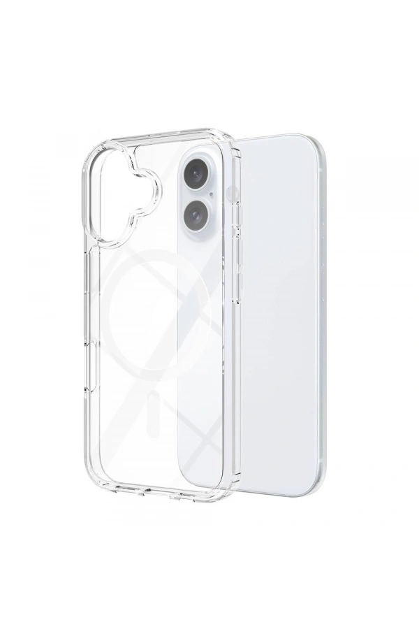 Apple iPhone 16 Plus Kılıf M-safe Şarj Özellikli Şeffaf Sert PC Zore Embos Kapak